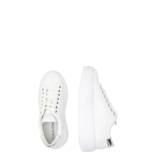 Buty sportowe damskie Calvin Klein sneakersy z tkaniny białe sznurowane na platformie 