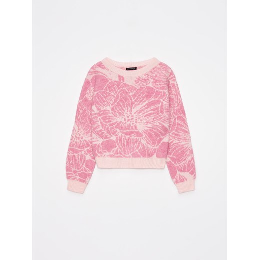 Sweter damski Mohito różowy z okrągłym dekoltem casual