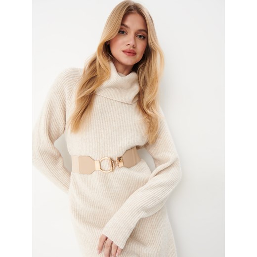 Mohito - Szeroki pasek na gumie - beżowy Mohito S/M Mohito