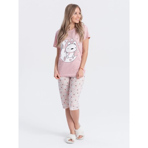 Piżama damska 253ULR - różowa ze sklepu Edoti w kategorii Piżamy damskie - zdjęcie 169315728