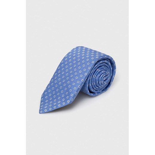 BOSS krawat jedwabny kolor niebieski 50512605 ze sklepu ANSWEAR.com w kategorii Krawaty - zdjęcie 169318658