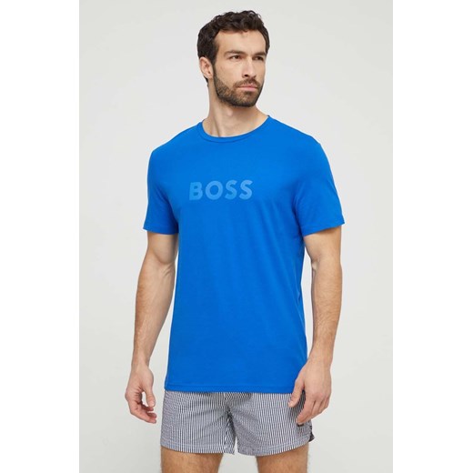 BOSS t-shirt bawełniany męski kolor fioletowy z nadrukiem ze sklepu ANSWEAR.com w kategorii T-shirty męskie - zdjęcie 169318888