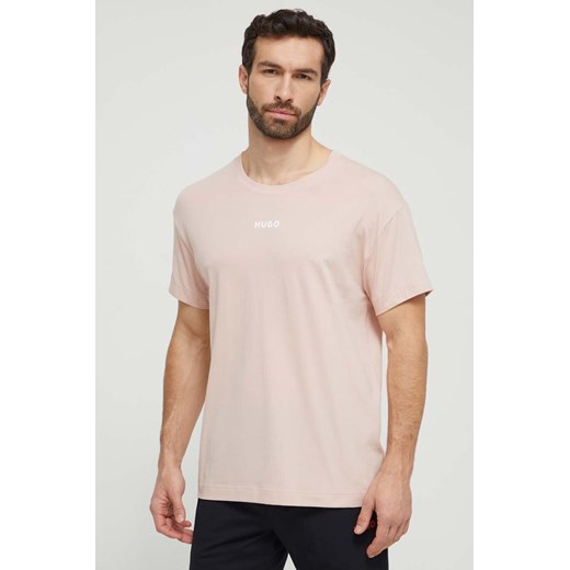 HUGO t-shirt lounge kolor różowy z nadrukiem 50518646 ze sklepu ANSWEAR.com w kategorii T-shirty męskie - zdjęcie 169325055