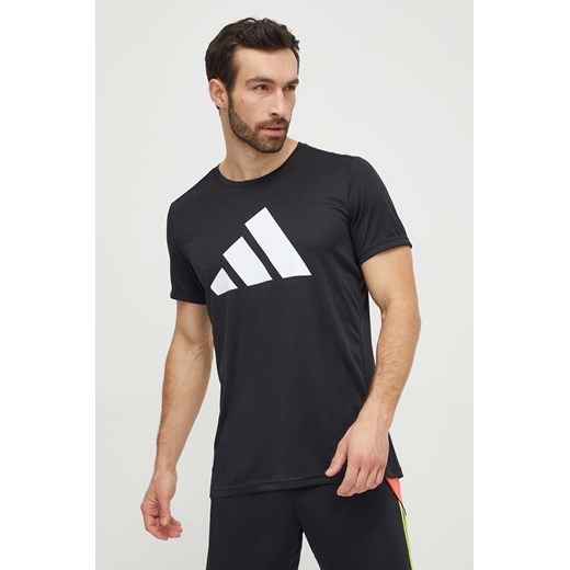 adidas Performance t-shirt do biegania Run It Run It kolor czarny z nadrukiem IL7235 ze sklepu ANSWEAR.com w kategorii T-shirty męskie - zdjęcie 169326035
