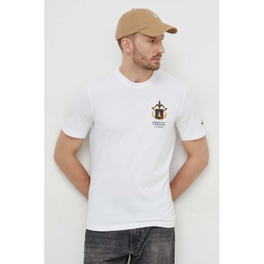 Biały t-shirt męski Aeronautica Militare z krótkim rękawem 