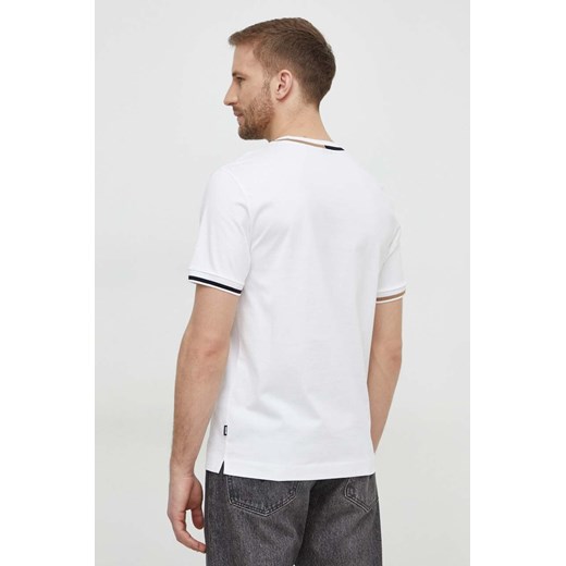 BOSS HUGO t-shirt męski biały z krótkim rękawem z bawełny wiosenny 