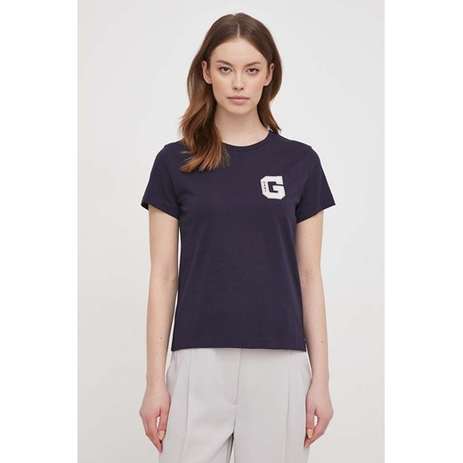 Gant t-shirt bawełniany damski kolor granatowy ze sklepu ANSWEAR.com w kategorii Bluzki damskie - zdjęcie 169329128