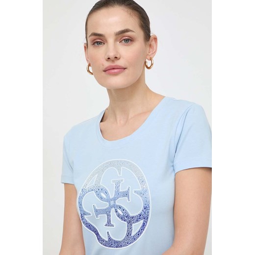 Guess t-shirt damski kolor niebieski W4GI29 J1314 ze sklepu ANSWEAR.com w kategorii Bluzki damskie - zdjęcie 169329149