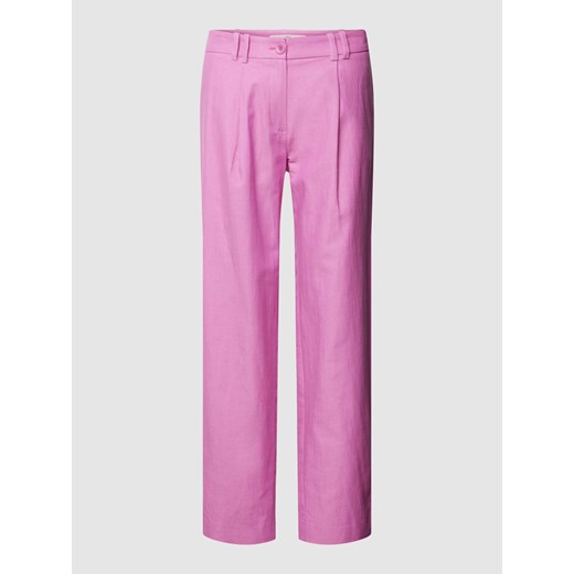 Spodnie o kroju regular fit z zakładkami w pasie i szlufkami na pasek ze sklepu Peek&Cloppenburg  w kategorii Spodnie damskie - zdjęcie 169331126