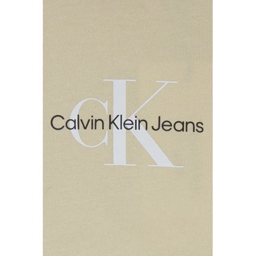 Calvin Klein bluzka dziewczęca jeansowa z napisem z krótkim rękawem 