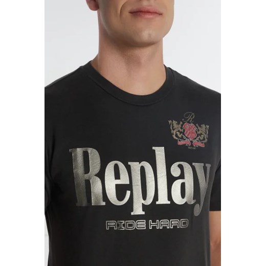 T-shirt męski Replay czarny z krótkim rękawem 