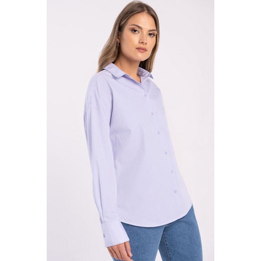 Bawełniana koszula damska wrzosowa K-Lilak, Kolor błękitny, Rozmiar M, Volcano ze sklepu Primodo w kategorii Koszule damskie - zdjęcie 169335676