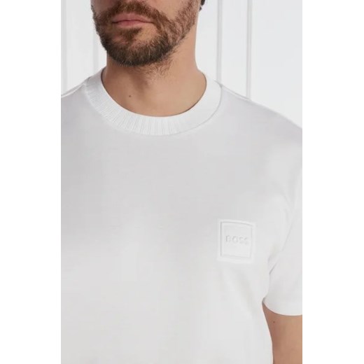 T-shirt męski BOSS HUGO na wiosnę biały z bawełny z krótkimi rękawami 