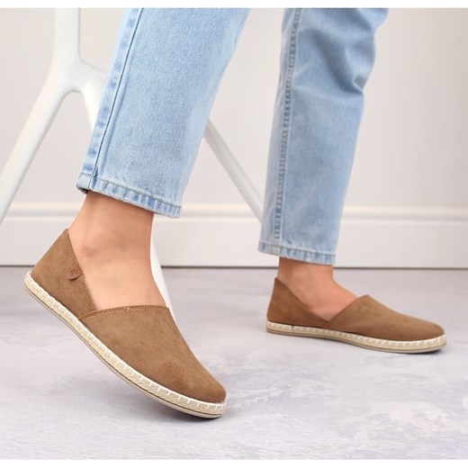 Espadryle damskie News bez zapięcia zamszowe beżowe casual