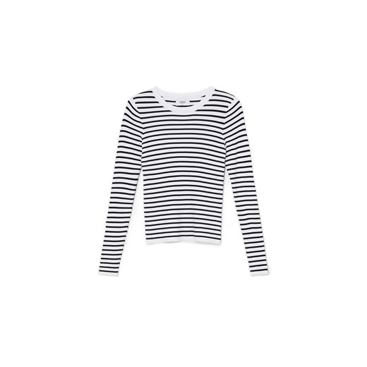 Cropp - Biały sweter w paski - biały ze sklepu Cropp w kategorii Swetry damskie - zdjęcie 169342476