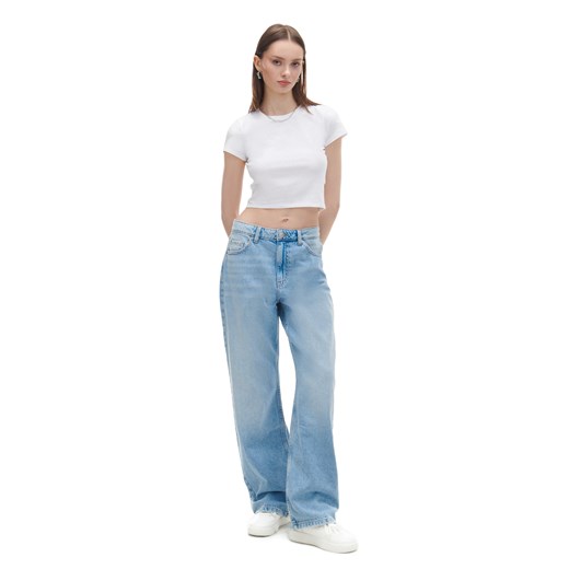 Cropp - Niebieskie jeansy wide leg - niebieski Cropp 38 Cropp
