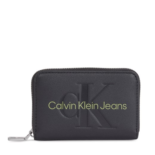 Mały Portfel Damski Calvin Klein Jeans Sculpted Med Zip Around Mono K60K607229 Czarny ze sklepu eobuwie.pl w kategorii Portfele damskie - zdjęcie 169367988