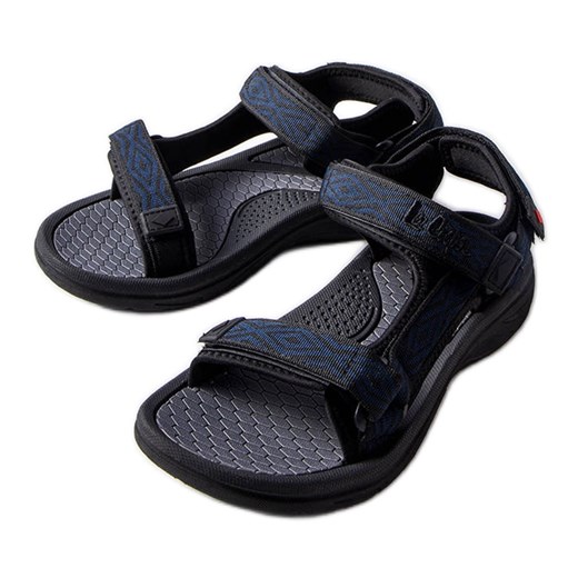 Czarne sandały na rzepy Lee Cooper LCW-23-34-1685L niebieskie ze sklepu ButyModne.pl w kategorii Sandały damskie - zdjęcie 169368209