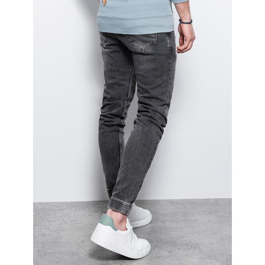 Spodnie męskie jeansowe joggery - szare P907 L Edoti