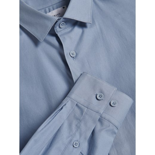 Koszula męska niebieska Reserved casual z długim rękawem z klasycznym kołnierzykiem 