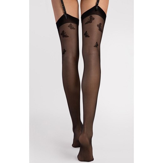 Pończochy do pasa czarne Farfalle 20 DEN, Kolor czarny, Rozmiar 2, Fiore ze sklepu Intymna w kategorii Pończochy - zdjęcie 169389795