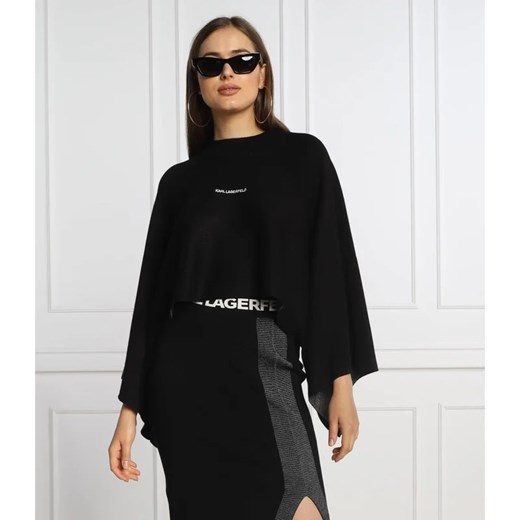 Czarny sweter damski Karl Lagerfeld z okrągłym dekoltem 