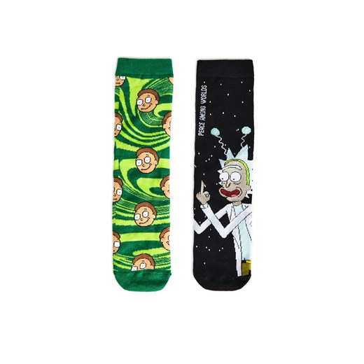 Cropp - 2 pack skarpet Rick and Morty - czarny ze sklepu Cropp w kategorii Skarpetki męskie - zdjęcie 169390489