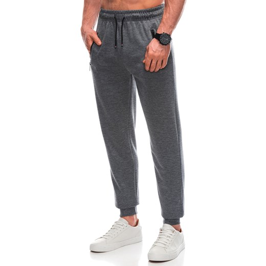 Spodnie męskie dresowe 1435P - szare ze sklepu Edoti w kategorii Spodnie męskie - zdjęcie 169393539