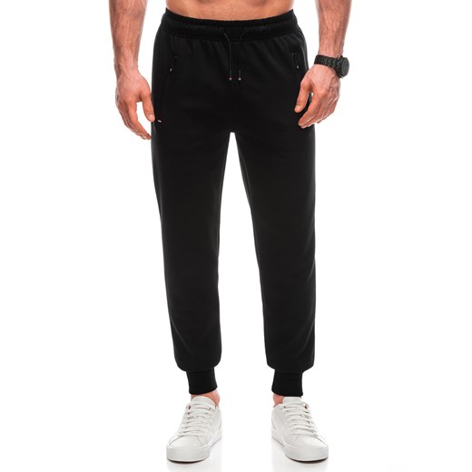 Spodnie męskie dresowe 1435P - czarne ze sklepu Edoti w kategorii Spodnie męskie - zdjęcie 169393547