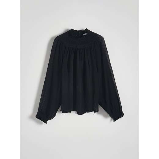 Reserved - Bluzka z wiskozy - czarny ze sklepu Reserved w kategorii Bluzki damskie - zdjęcie 169393966