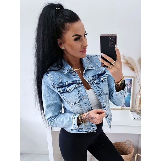 kurtka katana jeansowa lizzy - marmurkowy jeans ze sklepu STYLOWO w kategorii Kurtki damskie - zdjęcie 169394506
