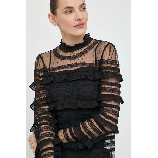 Twinset bluzka damska kolor czarny gładka ze sklepu ANSWEAR.com w kategorii Bluzki damskie - zdjęcie 169395709