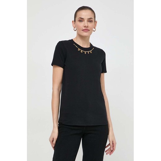 Elisabetta Franchi t-shirt bawełniany damski kolor czarny MA01141E2 ze sklepu ANSWEAR.com w kategorii Bluzki damskie - zdjęcie 169396345