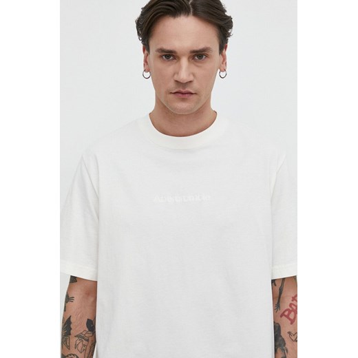Abercrombie &amp; Fitch t-shirt bawełniany męski kolor beżowy gładki ze sklepu ANSWEAR.com w kategorii T-shirty męskie - zdjęcie 169396506