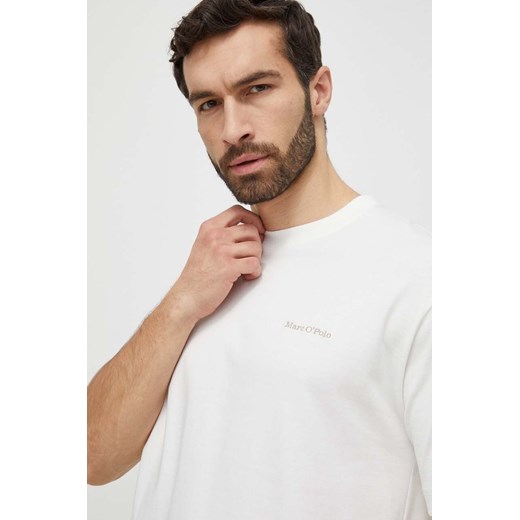 Marc O&apos;Polo t-shirt bawełniany męski kolor biały gładki 422208351374 ze sklepu ANSWEAR.com w kategorii T-shirty męskie - zdjęcie 169396588