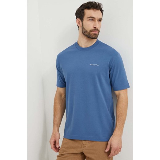Marc O&apos;Polo t-shirt bawełniany męski kolor niebieski gładki ze sklepu ANSWEAR.com w kategorii T-shirty męskie - zdjęcie 169396596