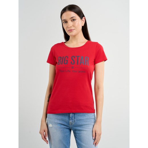 Koszulka damska o klasycznym kroju czerwona Brunona 603 ze sklepu Big Star w kategorii Bluzki damskie - zdjęcie 169399788