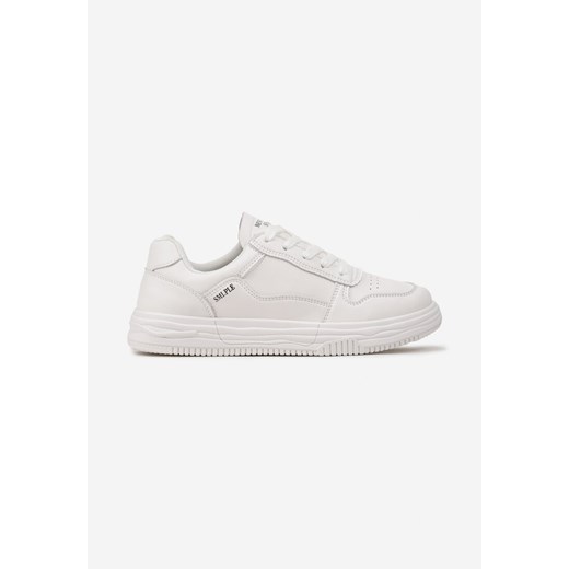 Białe Sznurowane Buty Sportowe Przed Kostkę  z Imitacji Skóry Dranila ze sklepu born2be.pl w kategorii Buty sportowe dziecięce - zdjęcie 169405999