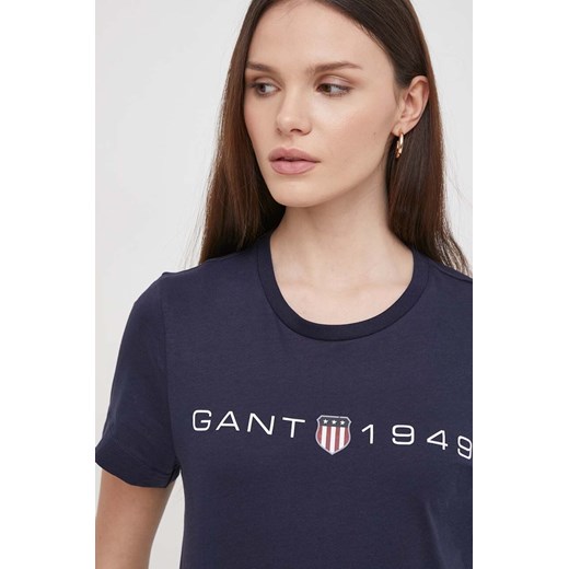 Gant t-shirt bawełniany damski kolor granatowy Gant L ANSWEAR.com