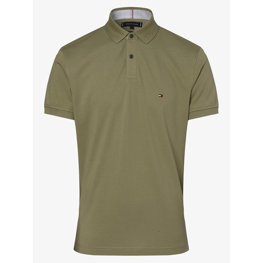 Tommy Hilfiger Męska koszulka polo Mężczyźni Bawełna oliwkowy jednolity ze sklepu vangraaf w kategorii T-shirty męskie - zdjęcie 169417138