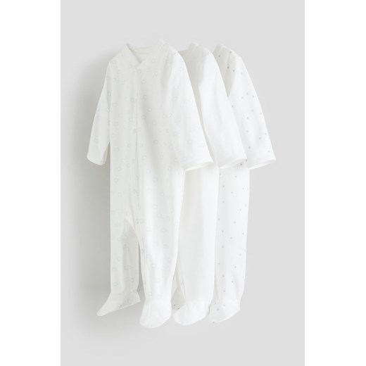H & M - Piżama jednoczęściowa z pełnymi stópkami 3-pak - Biały H & M uniwersalny H&M