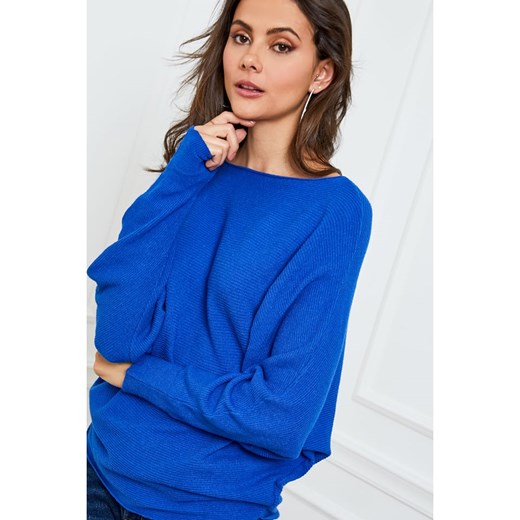 Sweter damski niebieski Joséfine z okrągłym dekoltem 
