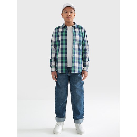 Koszula chłopięca bawełniana w kratę zielona Edwin 301 ze sklepu Big Star w kategorii Koszule chłopięce - zdjęcie 169418199