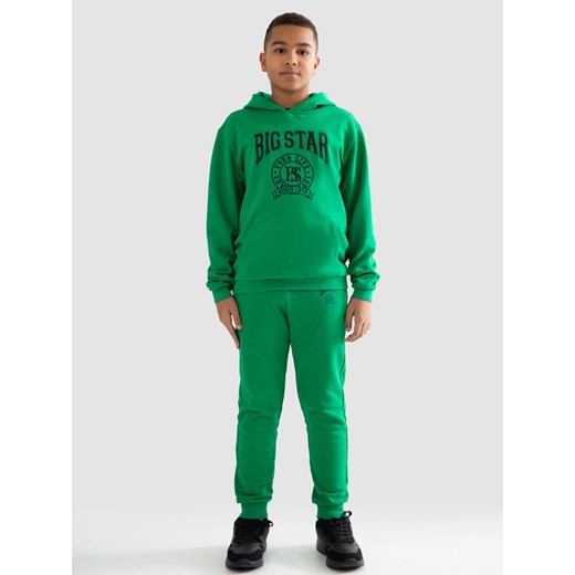 Bluza chłopięca z kapturem z haftem zielona Jefferson 301/ Olalus 301 ze sklepu Big Star w kategorii Bluzy chłopięce - zdjęcie 169418218