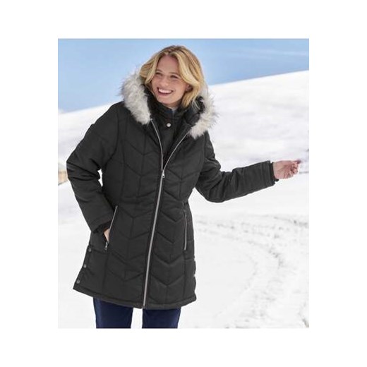Ciepła, pikowana kurtka z kapturem z imitacją futerka ze sklepu Atlas For Men w kategorii Kurtki damskie - zdjęcie 169418837