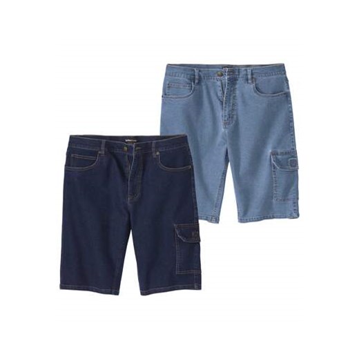 Zestaw 2 par jeansowych bermudów-bojówek ze stretchem ze sklepu Atlas For Men w kategorii Spodenki męskie - zdjęcie 169419119