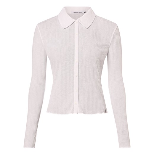 Calvin Klein Jeans Damska kurtka koszulowa Kobiety biały wypukły wzór tkaniny ze sklepu vangraaf w kategorii Koszule damskie - zdjęcie 169419936