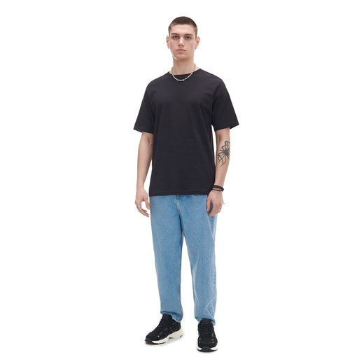 Cropp - Czarna bawełniana koszulka - czarny ze sklepu Cropp w kategorii T-shirty męskie - zdjęcie 169420285
