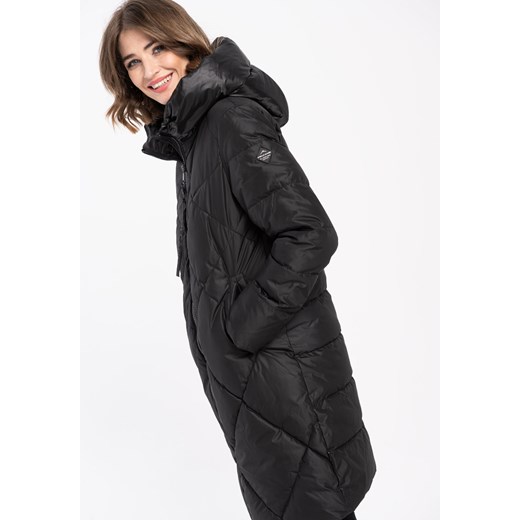 Czarny płaszcz pikowany J-KIBO ze sklepu Volcano.pl w kategorii Płaszcze damskie - zdjęcie 169421935