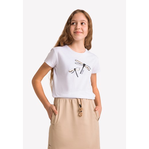 Biała dziewczęca koszulka z ważkami T-DRAGON JUNIOR Volcano 122-128 Volcano.pl
